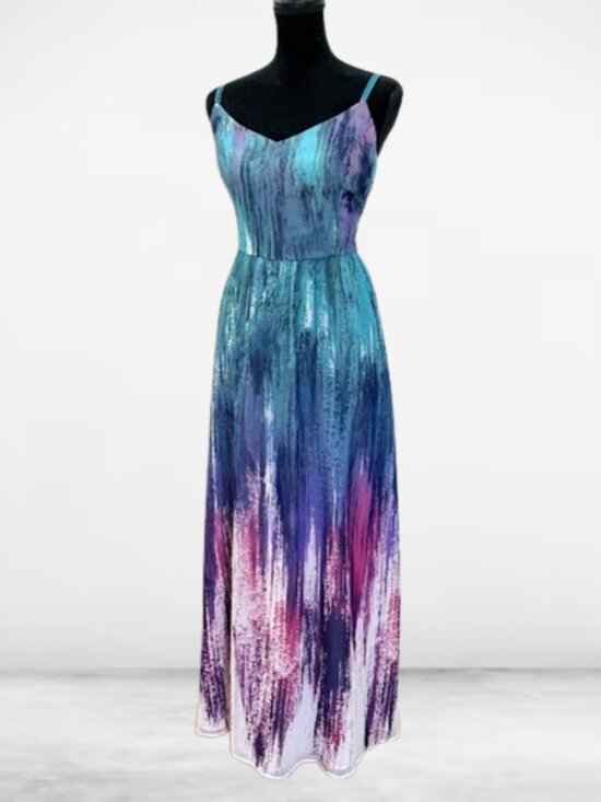 ModCloth Dresses & Skirts - ModCloth Brushstrokes Maxi dress Vibrant spaghetti strap LARGE